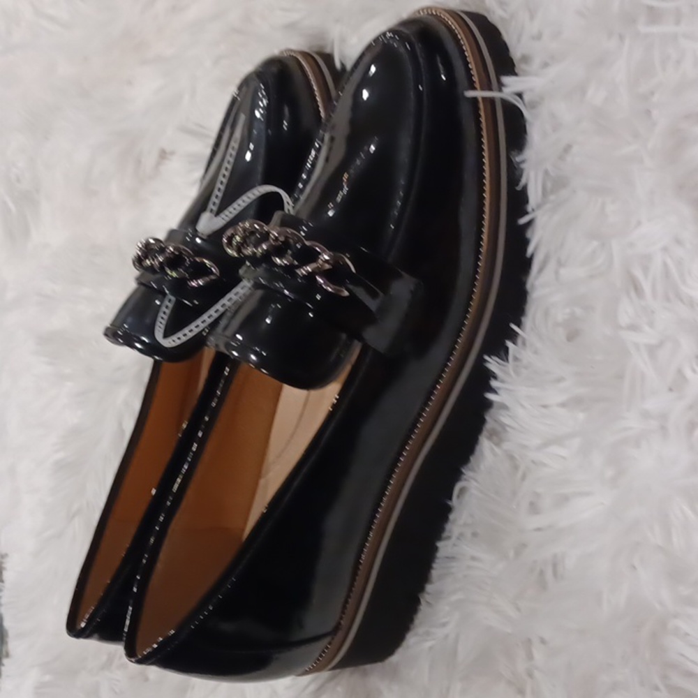 Alex Marie Grensley Faux Patent Leather Loafers Black Size 10 NEW